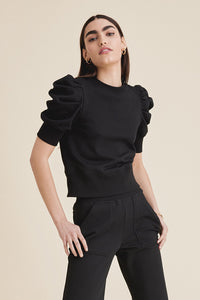 The Just Enough Puff Short Sleeve Sweatshirt in Black