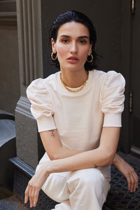 The Just Enough Puff Short Sleeve Sweatshirt in Cream